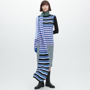 Marni x Uniqlo Cashmere Striped Scarf in Blue
